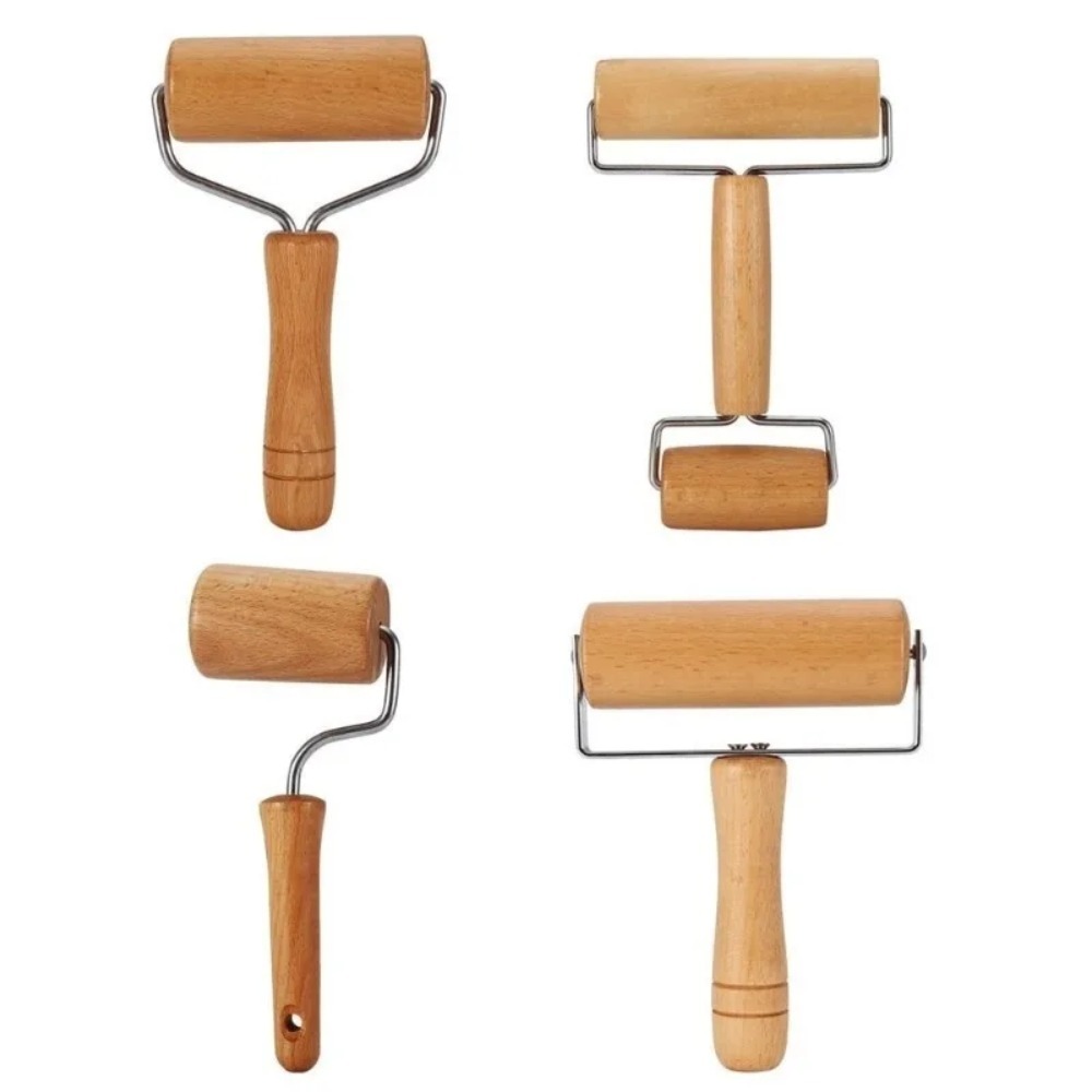 Kitchen Roller Baking - ไม้คลึงแป้งแบบมือถือ 1 ชิ้น สำหรับทำพิซซ่าและเกี๊ยว ทำจากไม้เนื้อแข็ง อุปกรณ์ครัวที่สะดวกสบาย