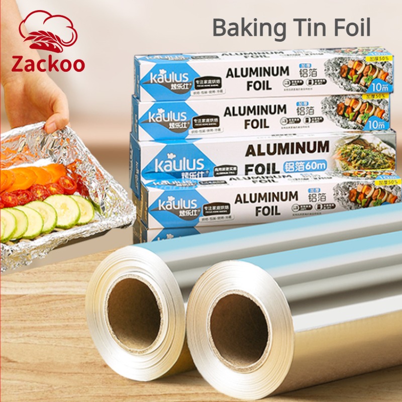 Kitchen Baking Sheets - Zackoo 10/20/40M อลูมิเนียมฟอยล์สําหรับห่อเบเกอรี่ทิ้ง Airfryer เตาอบบาร์บีคิวดีบุกฟอยล์เกรดอาหารกระดาษน้ํามันครัว Catering