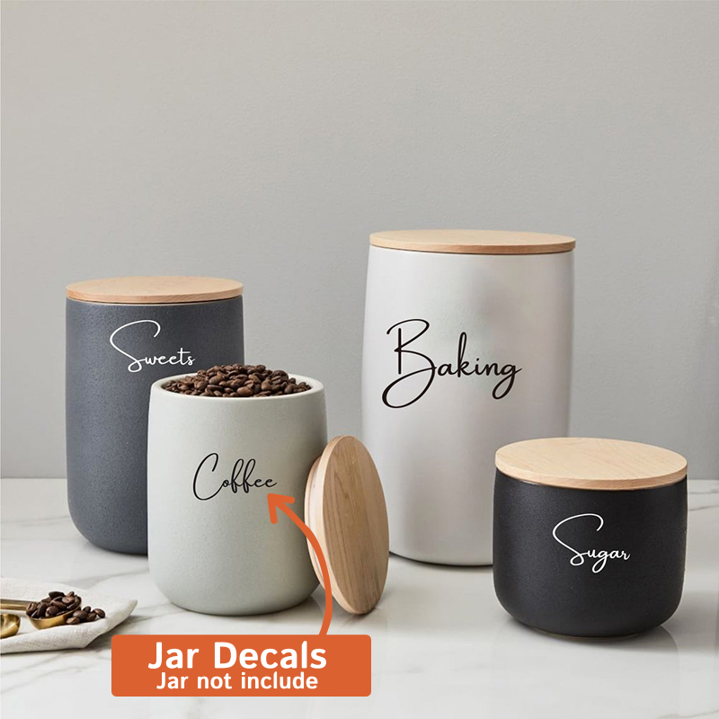 Kitchen.Baking Labels - รูปลอกเพียง 8 ชิ้นห้องครัวองค์กรกระป๋อง Jar ป้ายสติกเกอร์รูปลอกชากาแฟน้ําตาลเบเกอรี่เกลือข้าว Reaturant