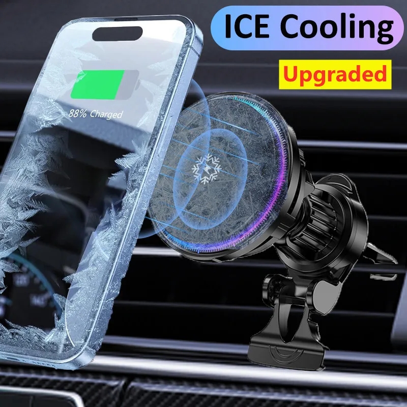 Cooling Rack Wire - แท่นชาร์จแม่เหล็กสำหรับ iPhone15ที่ชาร์จแบตในรถไร้สายแม่เหล็กระบายความร้อนด้วยน้ำแข็งอย่างรวดเร็วแท่นชาร์จแม่เหล็กสำหรับที่วางโทรศัพท์ในรถ14 13 12 PRO MAX