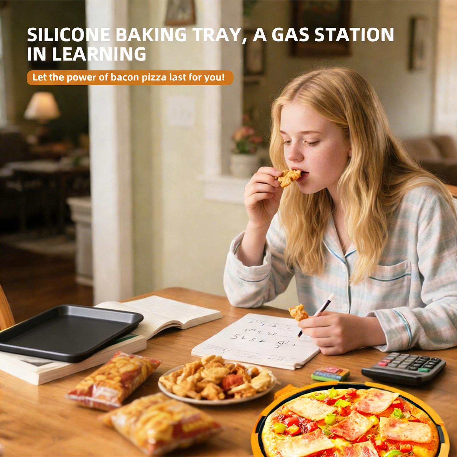 Kitchen Baking Tray - ถาดย่างไมโครเวฟแบบร้อนเร็ว ถาดพิซซ่า ถาดทำชีสย่างสำหรับเตาอบ ครัว บ้าน โรงเรียน