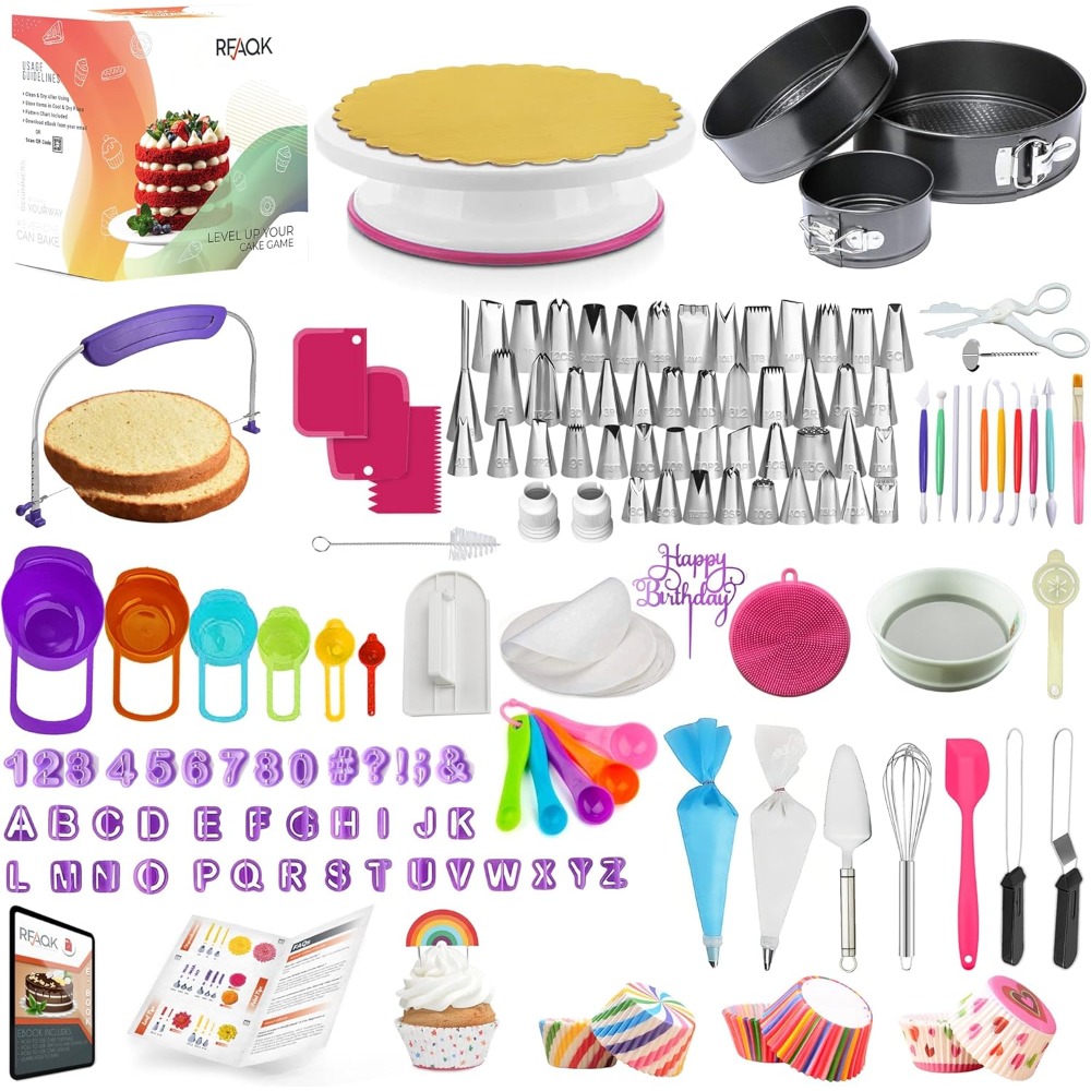 Springform Pan Set - อุปกรณ์ตกแต่งเค้กชุดตกแต่งเค้กพร้อมกระทะเค้กสปริง 3 ชุดชุดเค้กหมุนแผ่นเสียงเครื่องมือตกแต่งเค้ก