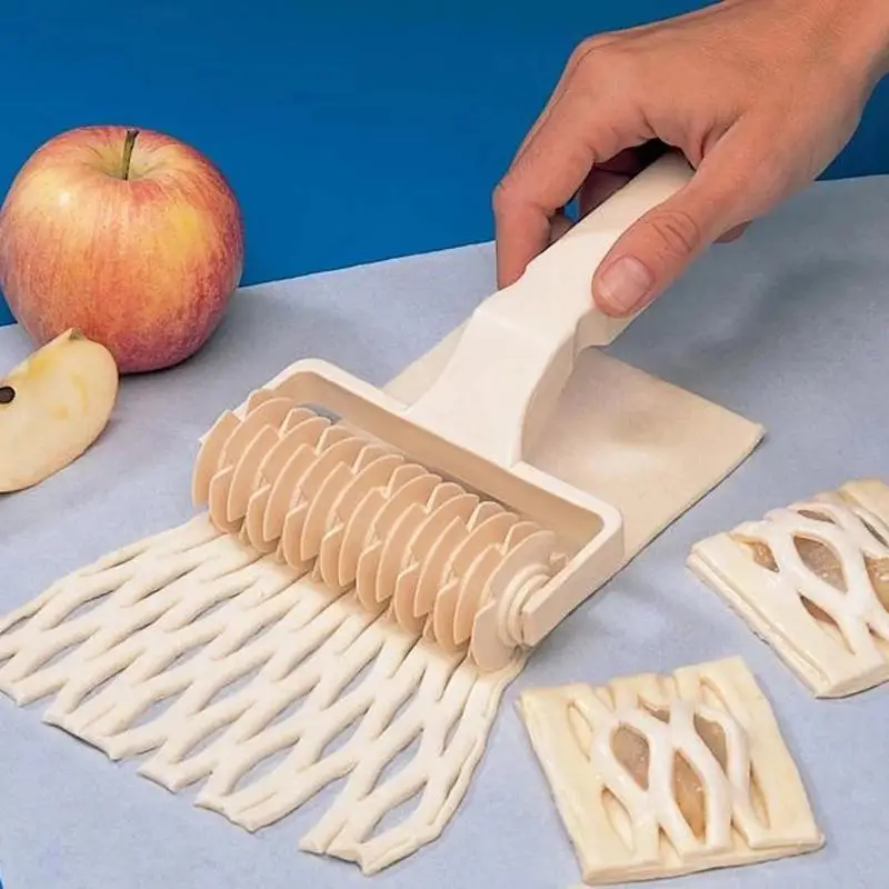 Kitchen Roller Baking - เครื่องมือทำขนมแบบสร้างสรรค์ ที่ตัดแป้งแบบลูกกลิ้งพลาสติก ลายตาราง L/M/S สำหรับแป้งขนม ฟองดองต์