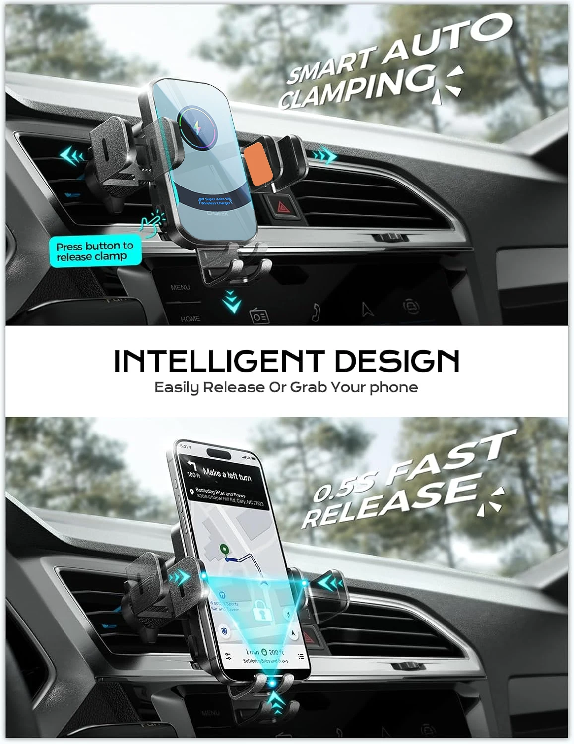 UYUXIO Wireless Car Charger Su - Cooling Rack Wire บทวิจารณ์และราคา