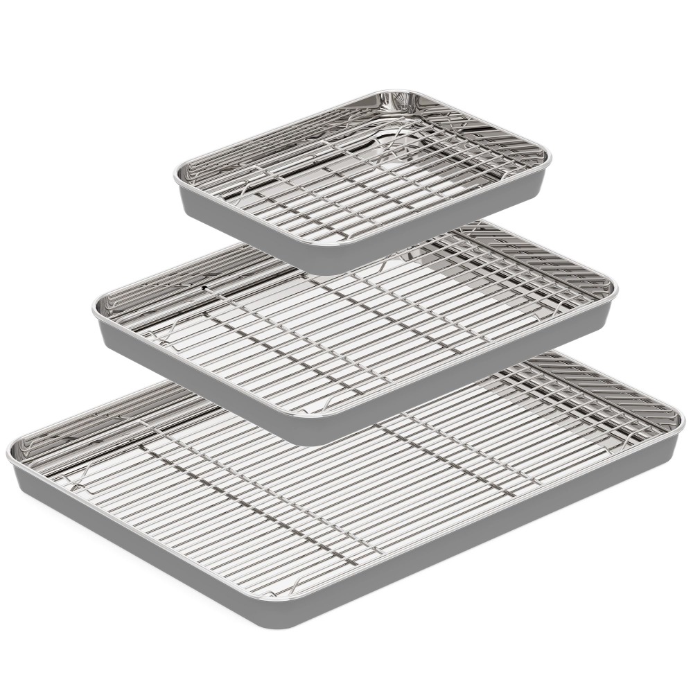 ถาดอบสแตนเลสพร้อมตะแกรงลวด ถาด - Cooling Rack Wire บทวิจารณ์และราคา